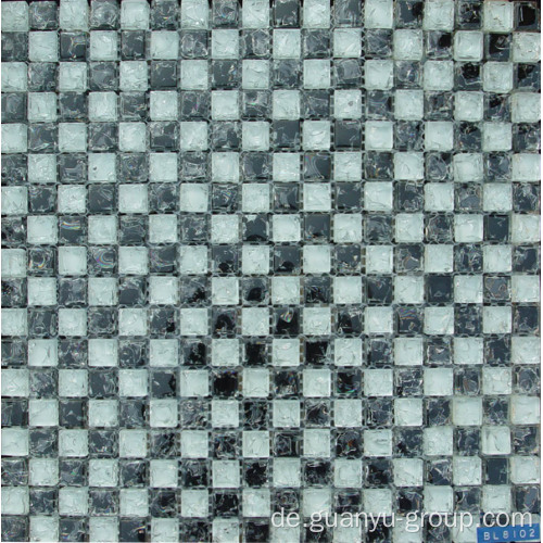 White &amp; Black Glass Cracked Mosaic Fliesen